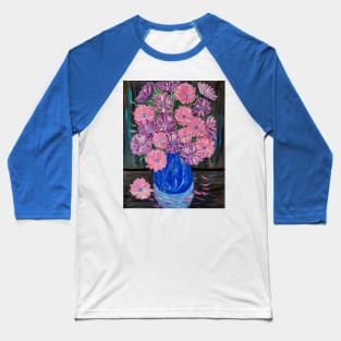 Abstract pink and purple flowers Baseball T-Shirt